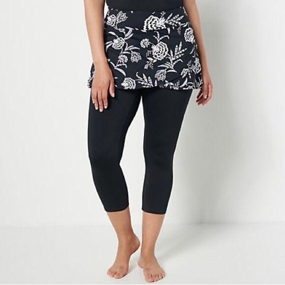 Lands' End High Waisted UPF 50 Skirted Swim Leggings - Picture 1 of 5